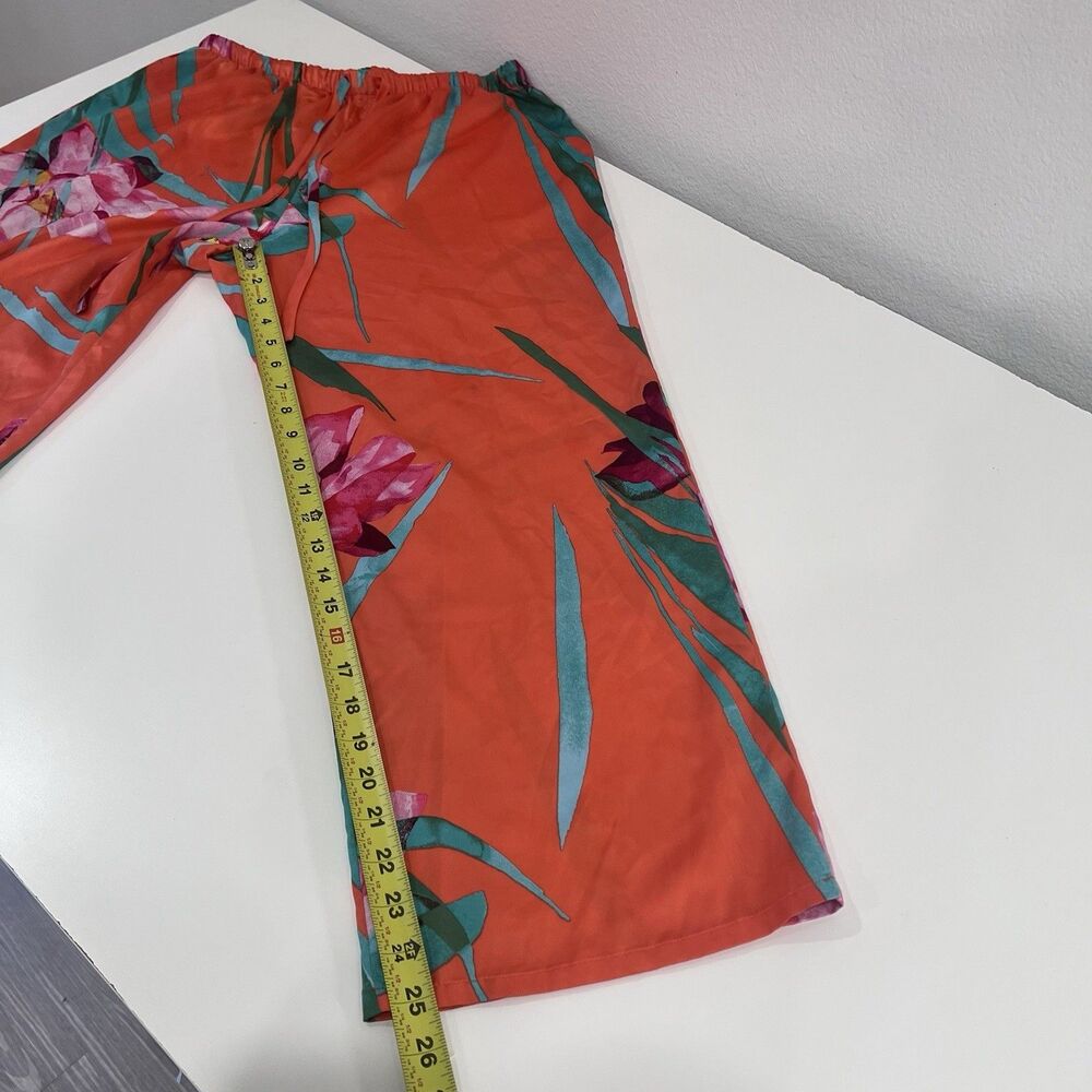 Natori Silky Satin Pajama Pants Medium Pull On Tropical Floral Loungewear Soft - Picture 6 of 7